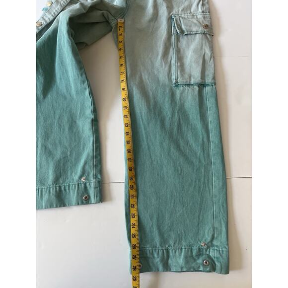 Creative Design Baggy Wide Leg Pants Women L Two Tone Green Cargo Y2K Skater - Picture 10 of 15